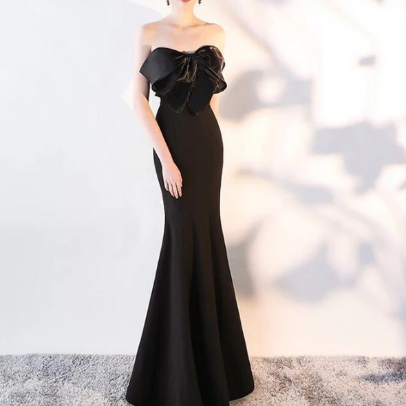 Sexy Solid Bowknot Off-Shoulder Evening Dress