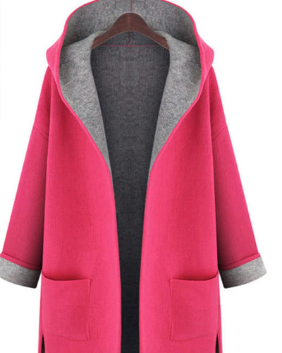 Loose Slim Long Sleeve Hooded Cardigan Coat