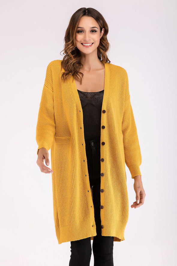 Single-breasted Long Sleeve Cardigan