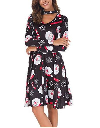 Christmas Printing Expansion Midi Dress