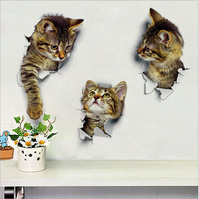 Cartoon Cat Creative Wall Sticker 3 Pieces