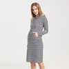 Breastfeeding Nursing Dress hooded striped Maternity Dress