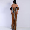 New suit female tube top puff sleeves + striped straight pants