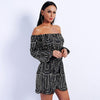 Long sleeved one-shoulder irregular sequined jumpsuit