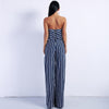 Women's two-piece striped tube top + straight pants suit