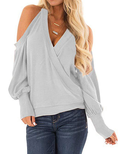 Casual Off-The-Shoulder Long-Sleeved Sweatshirt