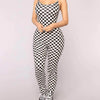 Casual Sleeveless Round Neck Check Jumpsuits