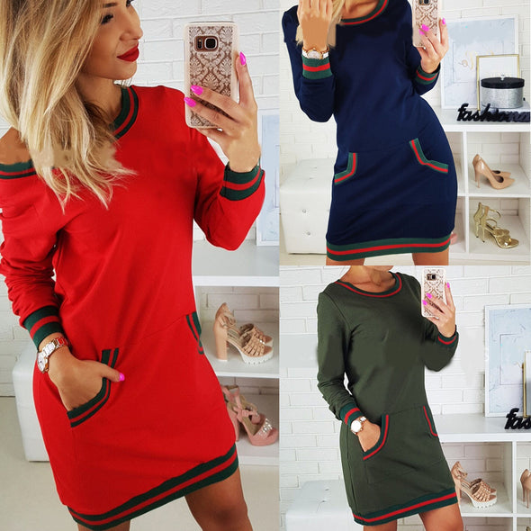 Fashion Long Sleeve Round Neck  Bodycon Dress