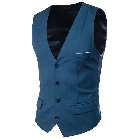 Men's Slim Solid Color Lattice Suit Vest