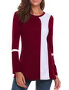 Round Neck Long Sleeve Colorblock T-Shirt