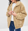 Casual Solid Long Sleeve Zipper Plush Jacket