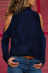 New High Collar Off-Shoulder Long-Sleeved T-Shirt