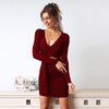 Women's round neck solid color long-sleeved Bodycon Dresses