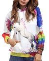 Printed Long-Sleeved Hooded Sweater Coat