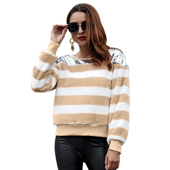 Casual O-Neck Striped Long Sleeve Knitting Sweaters