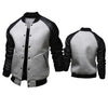 New British Fashion Stand Collar Leather Sleeve Baseball  Men's Jacket