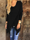 Asymmetric Hem Tassel  Plain Cardigans