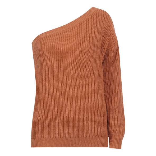 Single Sleeve Strapless Shoulder Solid Color Sweaters