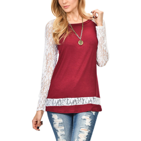 Sexy Lace Cutout Long Sleeve T-Shirt