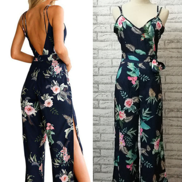 Sexy Split Print Jumpsuit