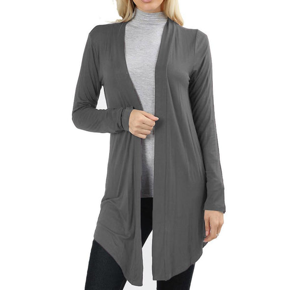 Solid Long Sleeved Knit Cardigan