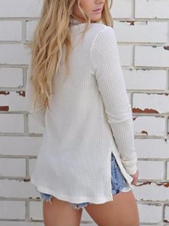 Casual Solid Color Knit Sweater