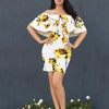 Double Lotus Leaf Floral Printed Slim Bodycon Dress