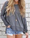 O-Neck Off-The-Shoulder Long Sleeve Loose T-Shirt