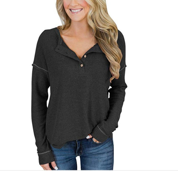 Loose V-Neck Long-Sleeved Sweater