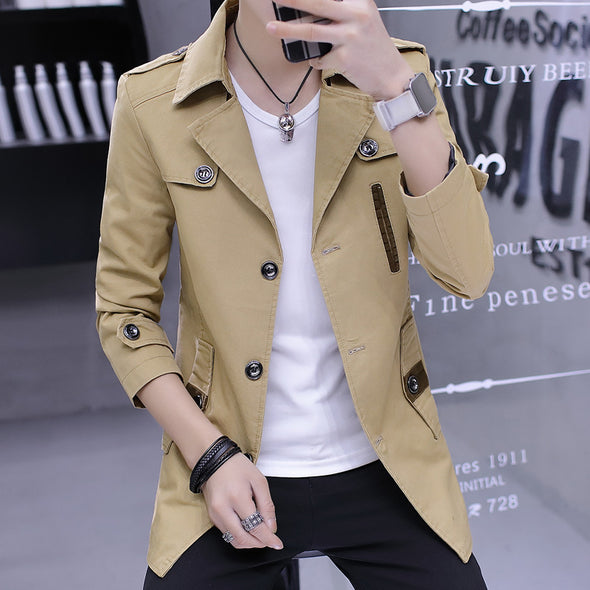 Lapel Single-Breasted Trench Coat Jacket