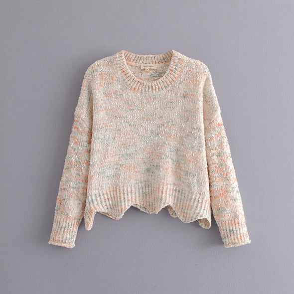 Casual Color Mixing Irregular Knitting Sweater