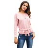 Solid Color Flounced Bandage Round Neck Sweaters