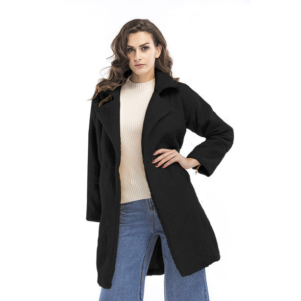 New Cashmere Long Sleeve Mid-length Coat