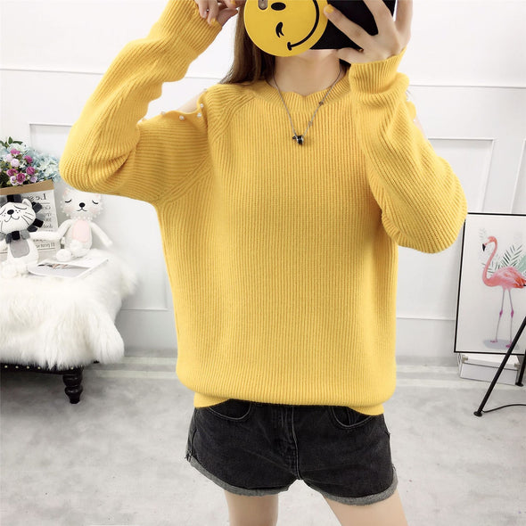 Off-The-Shoulder Sweater Loose Sweater