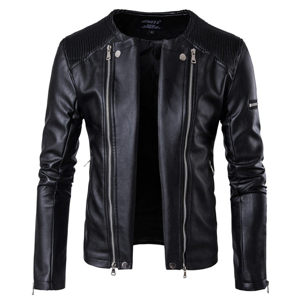 New Fashion Motorcycle Tide Brand Leather Men's Jacket