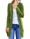 Fashion Long Button Solid Color Cardigan