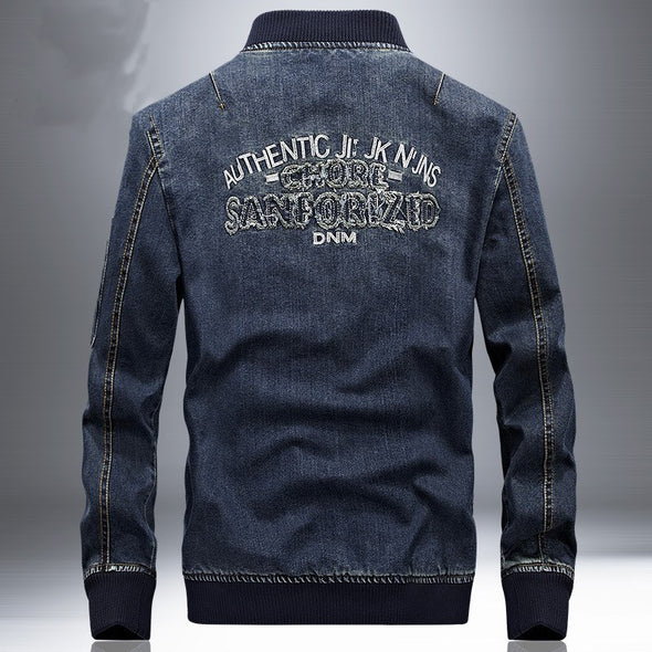 Stand Collar Casual Denim Men's Jacket