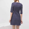 V Collar Stripes Knitting Half Sleeve Bodycon Dress