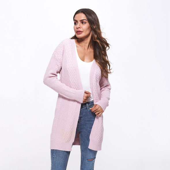 Solid Color Medium Style Knitting Cardigan