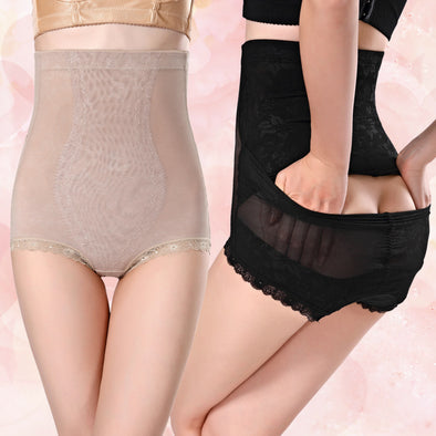 High Waist Stitching Lace Body Shaping Panties