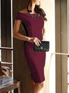 Boat Neck  Plain Bodycon Dress