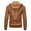 Men's Plus Velvet Warm Classic Imitation Sheepskin Hooded Leather Jacket