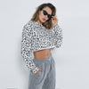 Sexy Leopard O-Neck Short Cotton Sweatshirt