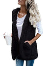 Women's Plush Vest Hooded Cardigan Coat