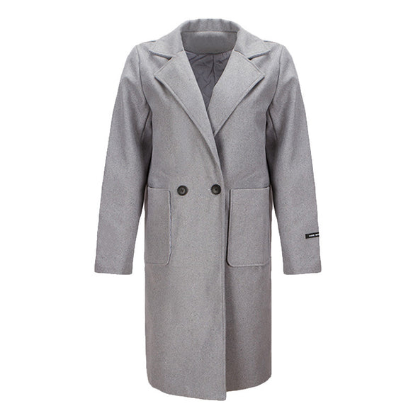 Thickened Long Sleeve Straight Cashmere Coat