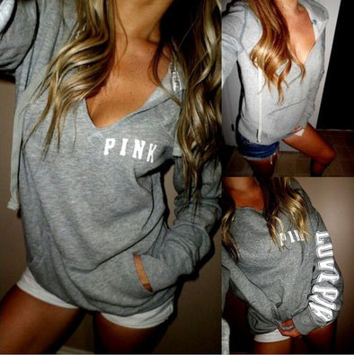 Casual Loose Letter Print Long Sleeve Hoodies