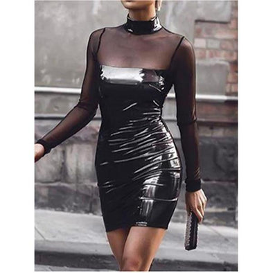 Band Collar  Plain Bodycon Dress