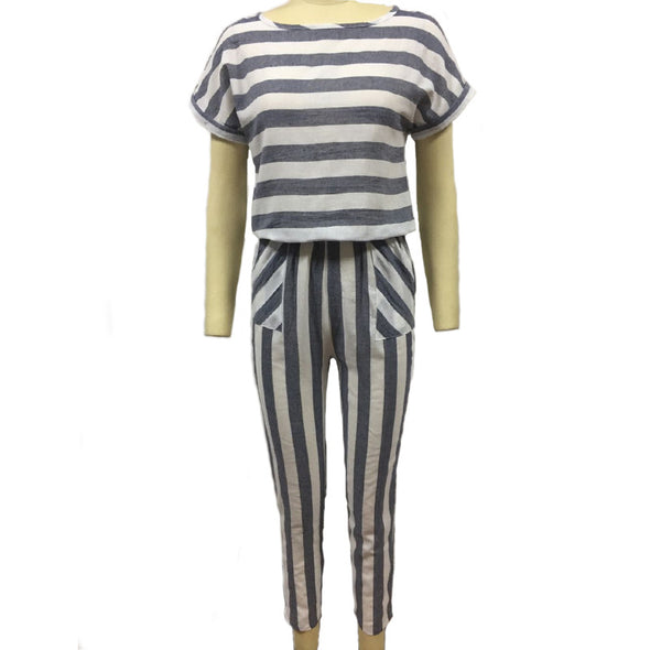 Summer women's striped jumpsuit