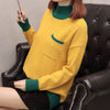 High Collar Colorblock Long Sleeve Sweater