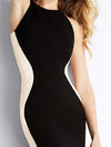 Crew Neck Color Block Mermaid Evening Dress